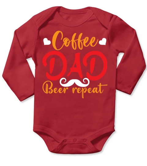 COFFEE DAD BEER REPEAT Long Sleeve Baby One-Piece