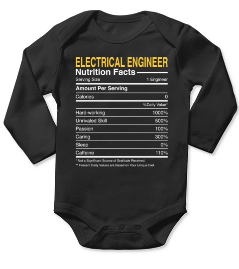 Electrical Engineer Nutrition Facts - Electrical Long Sleeve Baby One-Piece
