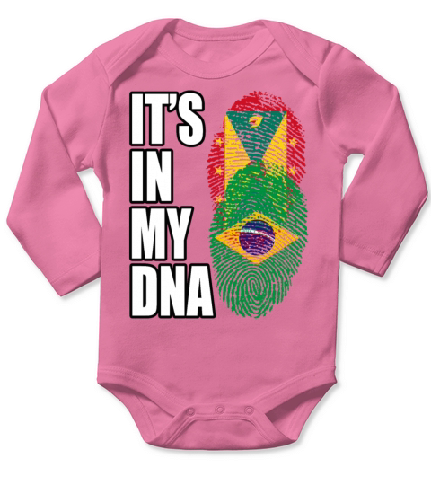 Grenadian And Brazilian Mix Heritage DNA Flag Long Sleeve Baby One-Piece