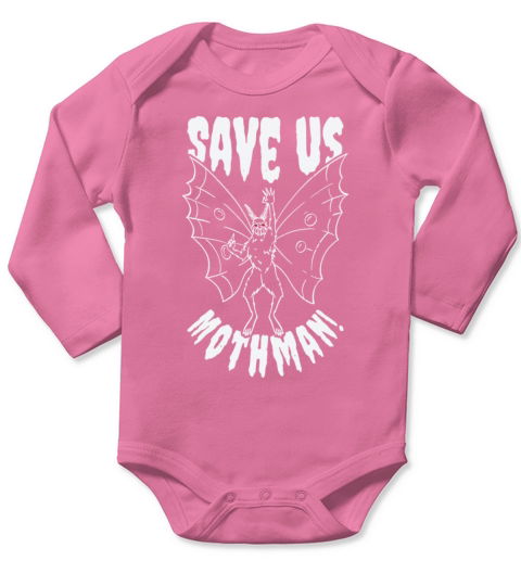 Halloween Mothman Mythical Line Art Beast Monster Long Sleeve Baby One-Piece