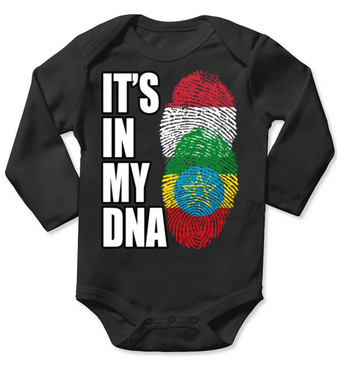 Hungarian And Ethiopian Mix Heritage DNA Flag Long Sleeve Baby One-Piece