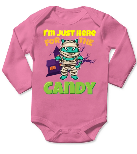 Im Just Here For The Candy Scary Halloween Beast Long Sleeve Baby One-Piece
