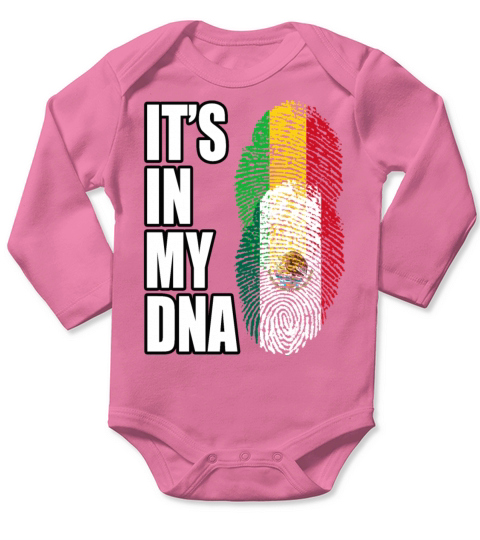 Malian And Mexican Mix Heritage DNA Flag Long Sleeve Baby One-Piece