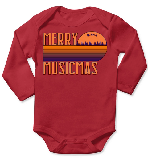Merry Musicmas - Christmas Retro Long Sleeve Baby One-Piece