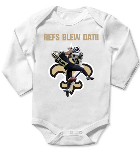 New orlean saints Refs blew dat Long Sleeve Baby One-Piece
