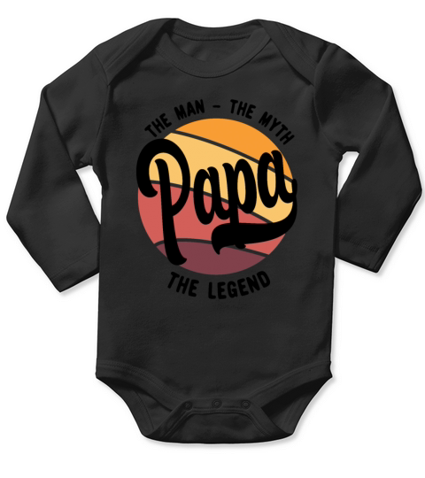 Papa The Man The Myth The Legend 1 black Long Sleeve Baby One-Piece