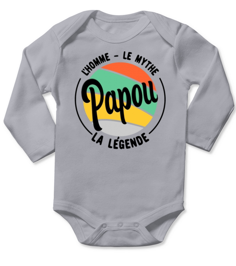 Papou The Man The Myth The Legend - Fathers Day M Long Sleeve Baby One-Piece