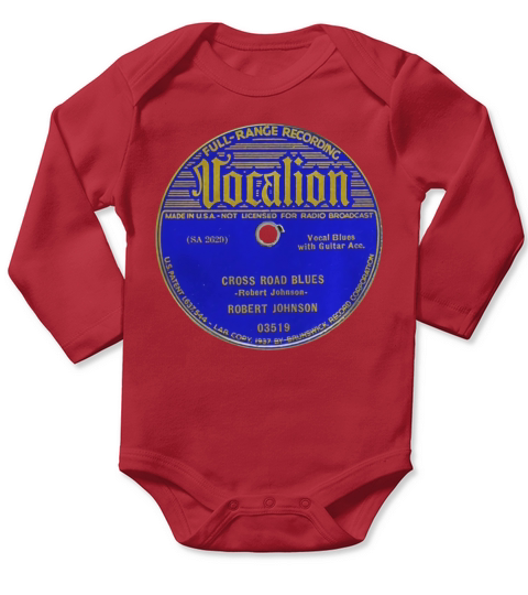 Robert Johnson 78 RPM Record Label Cross Road Blues Long Sleeve Baby One-Piece