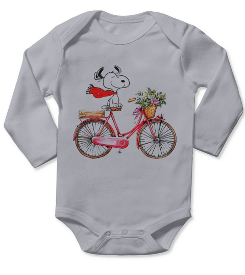 Snoopy riding bicycle Long Sleeve Baby One-Piece