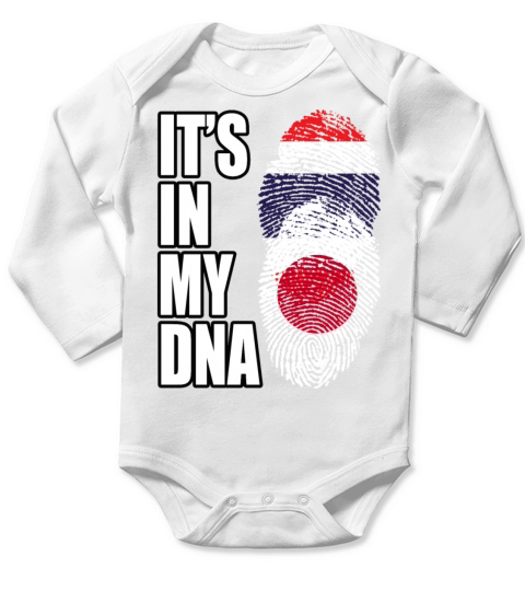 Thai And Japanese Vintage Heritage DNA Flag Long Sleeve Baby One-Piece