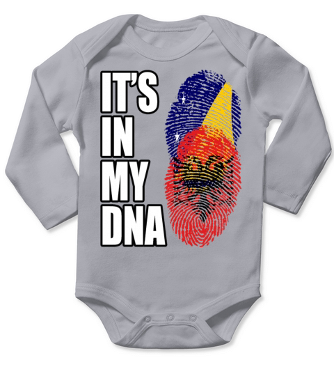 Tokelauan And Albanian Mix Heritage DNA Flag Long Sleeve Baby One-Piece