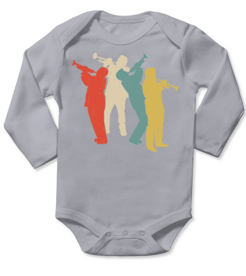 Trumpet Player Retro Vintage Long Sleeve Baby One-Piece