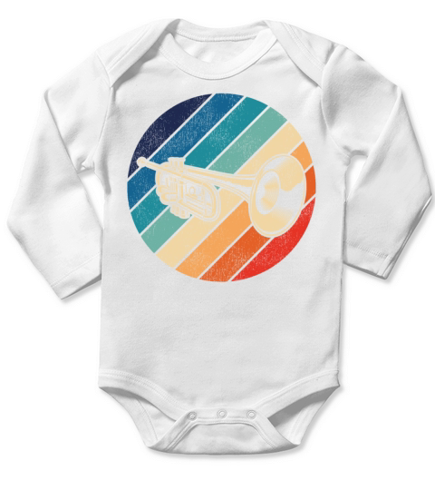 Trumpet Player Retro Vintage Long Sleeve Baby One-Piece