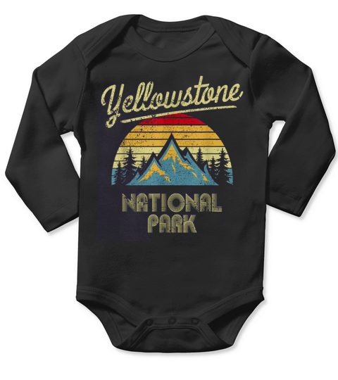 Vintage Retro Yellowstone Mountain National Park shirt Long Sleeve Baby One-Piece