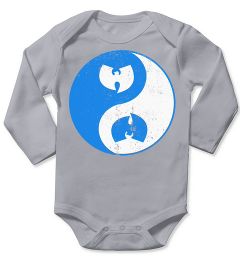 yin and yang wutang white and light blue Long Sleeve Baby One-Piece