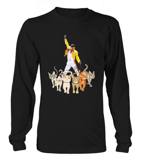 Freddie Mercury With Yellow Jacket And Cats Long sleeved Unisex