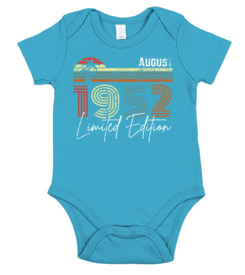 70 Years August 1952 Vintage Limited Edition Short Sleeve Baby One-Piece