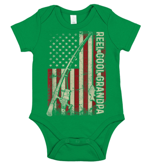 Awesome Reel Cool Grandpa American Flag Fishing Christmas shirt Short Sleeve Baby One-Piece