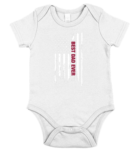 Best Dad Ever American Flag Father Men Short Sleeve Baby One-Piece