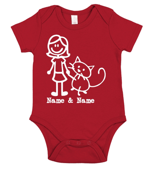Best friends for life Name and Name girl and cat Short Sleeve Baby One-Piece