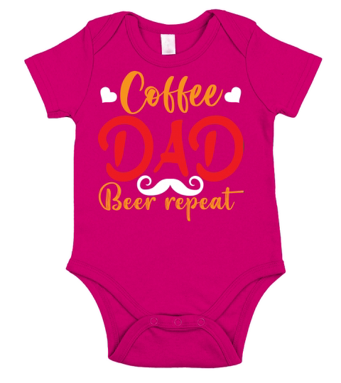 COFFEE DAD BEER REPEAT Short Sleeve Baby One-Piece