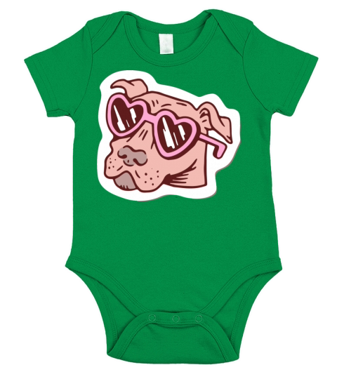 cool dog with heart-shaped sunglasses Short Sleeve Baby One-Piece