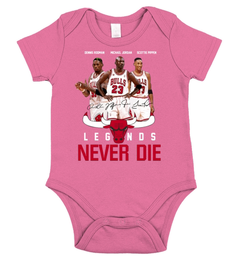Dennis Rodman Michael Jordan Cottie Pippen Legends never die t-shirt Short Sleeve Baby One-Piece