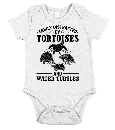 Easily Distracted By Tortoises And Water Turtles Short Sleeve Baby One-Piece