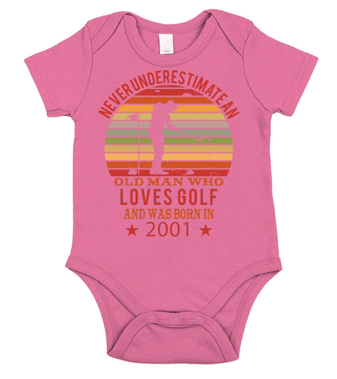 Golfing Golfplayers Vintage 2001 Birthday Short Sleeve Baby One-Piece