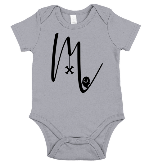 Halloween Alphabets Clipart M Short Sleeve Baby One-Piece
