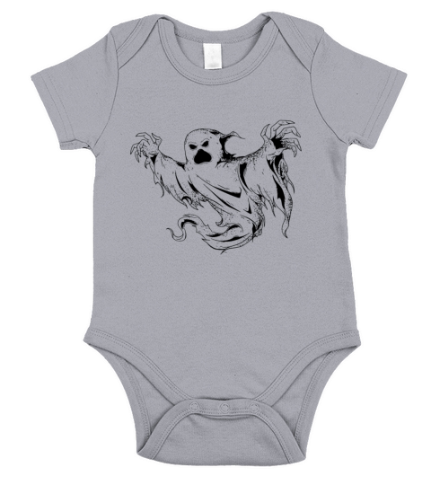 Halloween Ghost Line Art Drawing Ghost Fan Horror Short Sleeve Baby One-Piece
