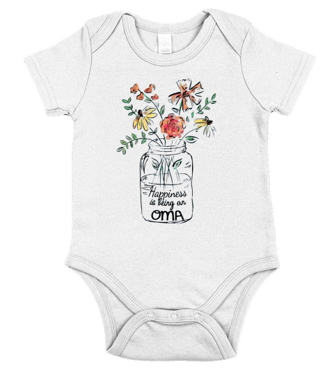 Happiness Is Being Oma Life – Flower Art-grandma shirt Short Sleeve Baby One-Piece