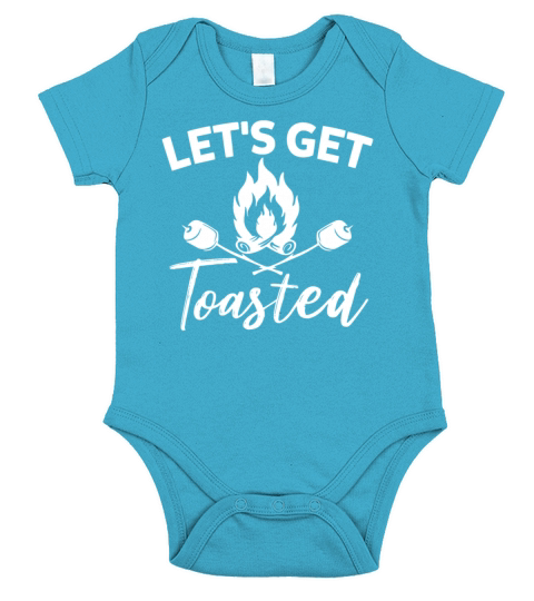 Lets Get Toasted Funny Camping Marshmallow Frying Short Sleeve Baby One-Piece