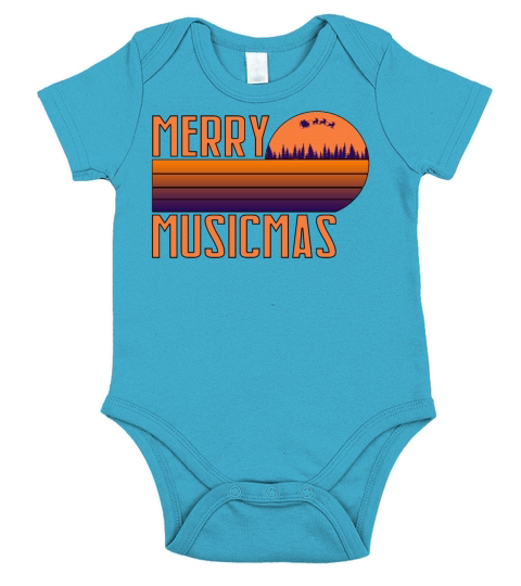 Merry Musicmas - Christmas Retro Short Sleeve Baby One-Piece