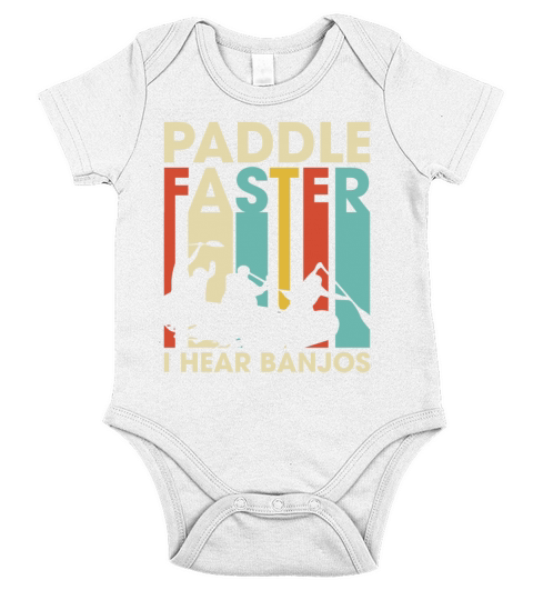 Paddle Faster I Hear Banjos Funny Sarcasm Vintage Short Sleeve Baby One-Piece