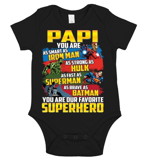 PAPI IS A SUPERHERO Short Sleeve Baby One-Piece