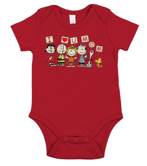 Snoopy Charlie I love you mom - Baby Onesie Short Sleeve Baby One-Piece
