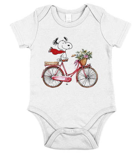 Snoopy riding bicycle Short Sleeve Baby One-Piece
