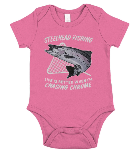 Steelhead Fishing Chasing Chrome Short Sleeve Baby One-Piece