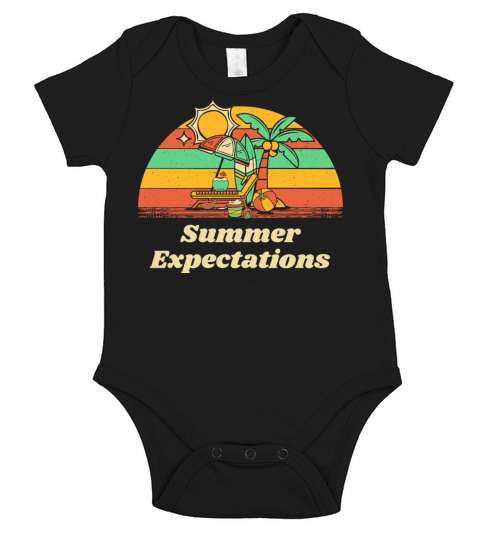Summer Expectations Beach Sayings Ocean Quotes Short Sleeve Baby One-Piece