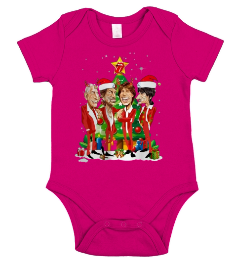 The Rolling Stone Santa Christmas Tree shirt Short Sleeve Baby One-Piece