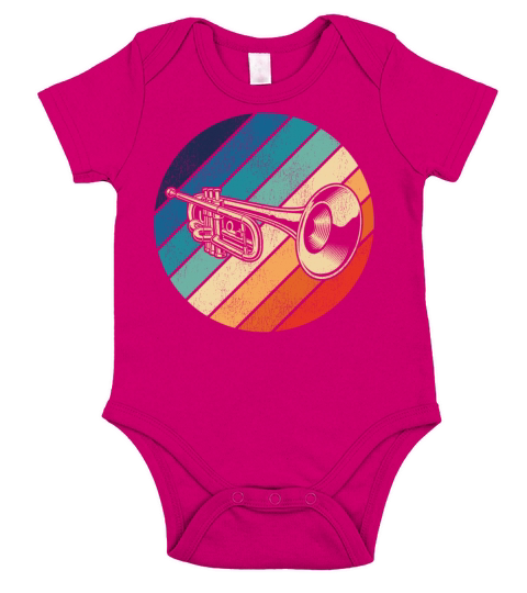 Trumpet Player Retro Vintage Short Sleeve Baby One-Piece