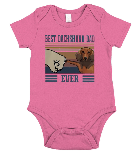 Vintage Best Dachshund dad ever shirt Short Sleeve Baby One-Piece