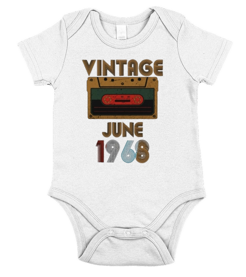 Vintage Birthday Cassette Tape June 1968 52nd Short Sleeve Baby One-Piece
