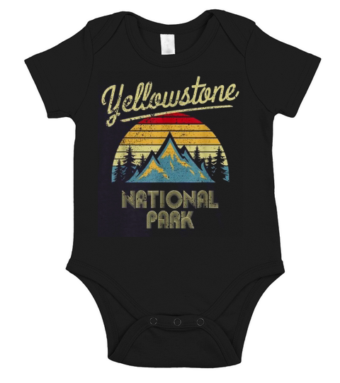Vintage Retro Yellowstone Mountain National Park shirt Short Sleeve Baby One-Piece