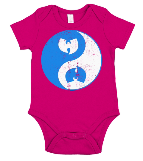 yin and yang wutang white and light blue Short Sleeve Baby One-Piece