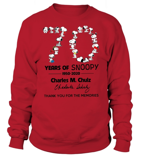 70 years of Snoopy 1950-2020 Charles M Schulz signature thank you for the memories Sweatshirt Unisex