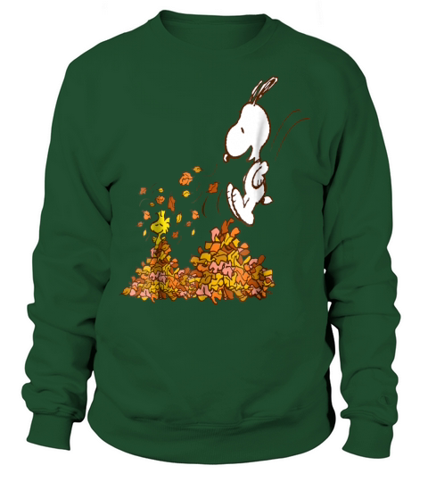 Peanuts Snoopy Jumping Into leaf Autumn Sweatshirt Unisex