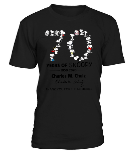 70 years of Snoopy 1950-2020 Charles M Schulz signature thank you for the memories T-Shirt Unisex