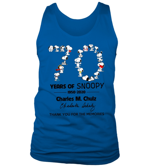 70 years of Snoopy 1950-2020 Charles M Schulz signature thank you for the memories Tank Top Unisex